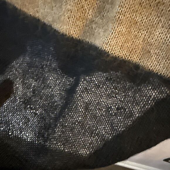 Free People Womens Lulu Sweater S Tan‎ Black Striped Cowl Neck Alpaca Wool Blend - Picture 5 of 10